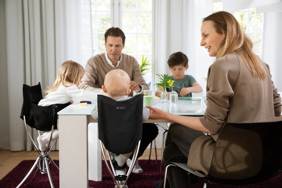 Vaggaro high chair in a warm dining setting