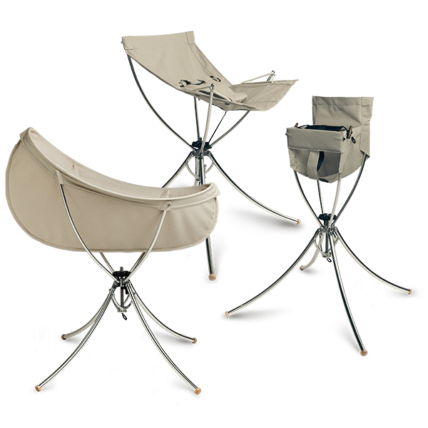 Vaggaro 3-in-1 system showing bassinet, bouncer, high chair and folded stand
